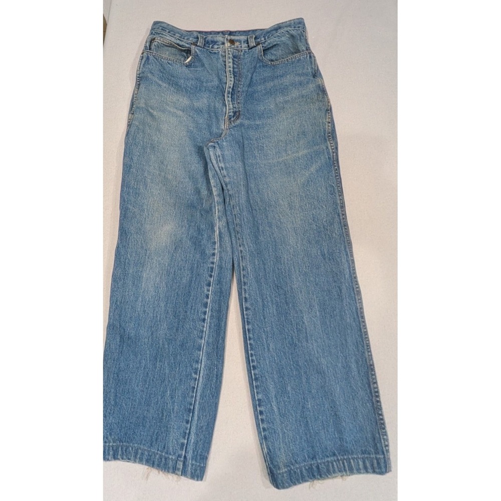 Anne Klein Wide Leg Jeans Womens 14 Blue Good Vintage High Rise 100% Cotton 3803